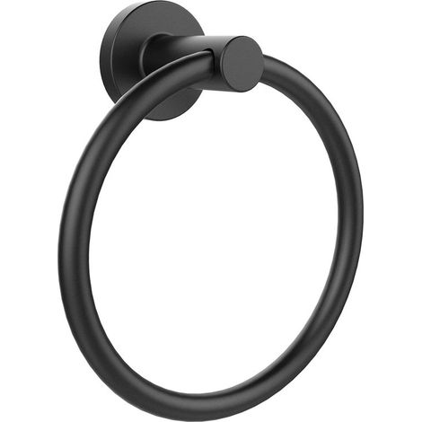 Toallero de pared para baño, aro para toallas negro mate, toallero de acero inoxidable, gancho para toallas resistente, apto para baño y cocina (1/5)