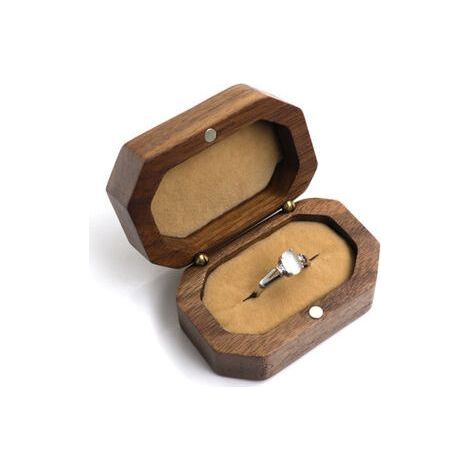 BUNTHAUS Boîte à bagues en forme double, boîte à bagues de mariage, boîte à bagues de mariage, fiançailles de mariage pour la Saint-Valentin(Champagne) (1/5)