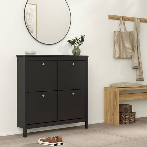 Dmora - Schuhschrank Actinidia, Schuhregal, Mehrzweck-Eingangsgarderobe, Möbel für Schuhe, 103x25 h103 cm, Schwarz (1/5)
