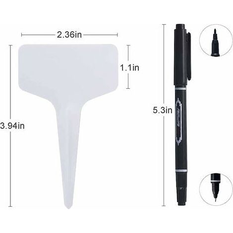 Etiquettes Plantes, Etiquette Semis,60x Etiquette Potager de type T(6 x 10 cm),imperméables étiquettes,Etiquetage Réutilisable-Contenants et Accessoires Pour Plantes. (Blanc60) (1/4)
