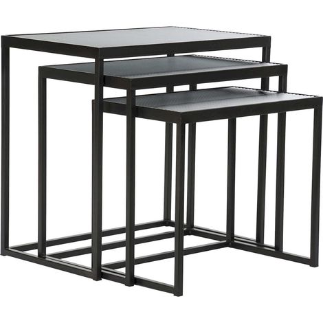 Table gigogne élégance métal noir et verre - Noir intense en verre trempé (1/4)