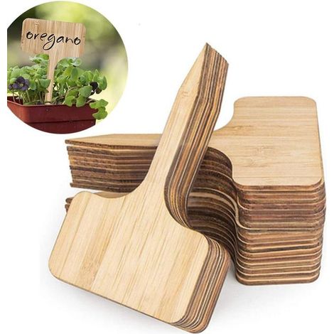 Etiquetas de Madera para Plantas, 50 Piezas Tipo T – Marcadores de Huerto y Semillas, Jardín (1/5)