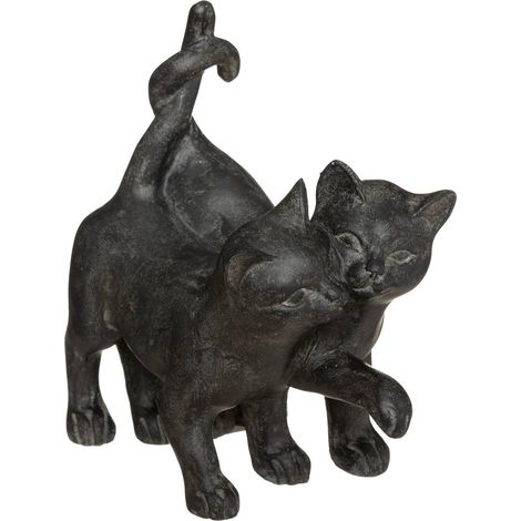 Statuette Kätzchen-Paar - Kunstharz - H15 cm