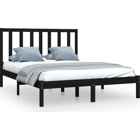 Maison Exclusive - Massivholzbett Schwarz Kiefer 140x190 cm (1/5)