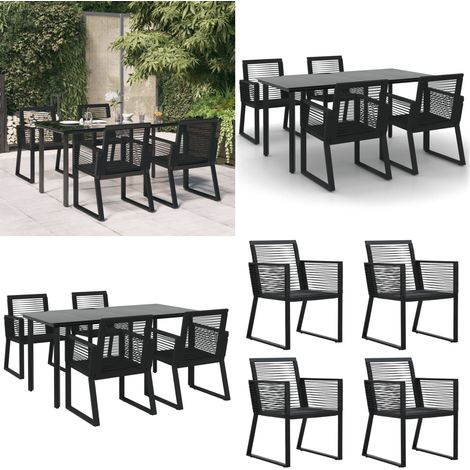 Juego de comedor de jardín 5 piezas ratán PVC negro - Mesa de jardín - Sillas de jardín