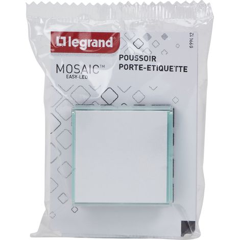 Poussoir avec porte-étiquette Mosaic Easy-Led 6A 2 modules LEGRAND 099412 blanc