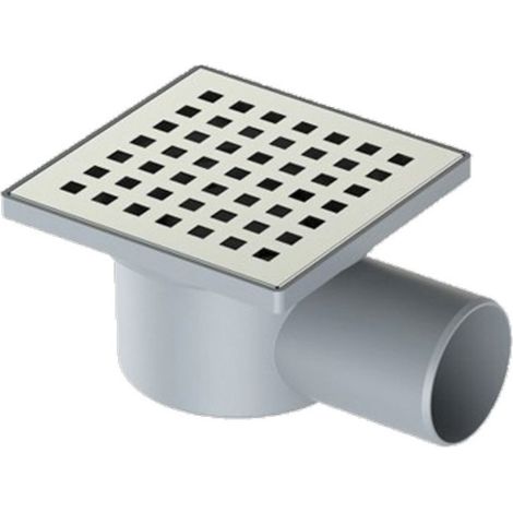 Canalina doccia quadrata in PVC con griglia in acciaio inossidabile - 15x15 cm