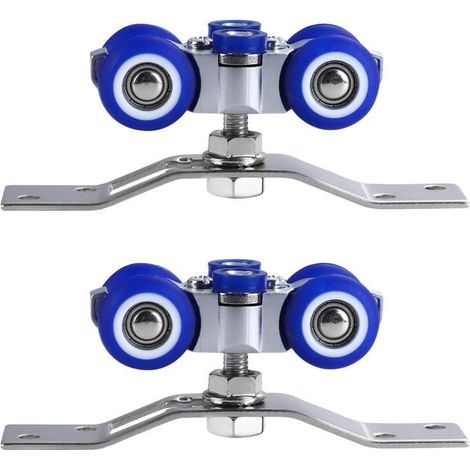 Lot de 2 roulettes pour porte coulissante, en acier inoxydable, rotation à 360°, pour portes coulissantes (1/5)