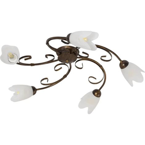 [GEBRAUCHT] B-Ware Deckenleuchte Lampe Odino Metall Glas Bronze Weiß Satiniert E14 Led Dimmbar
