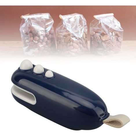 Tragbarer, wiederaufladbarer Mini-Beutelversiegler und -schneider zur Aufbewahrung von Lebensmitteln und Snacks, blaues ABS-Gehäuse, tragbares Modell mit 400-mAh-Lithium-Akku (1/5)