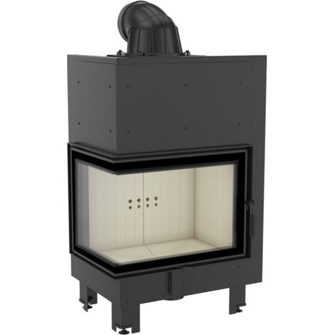 Insert cheminée MBZ 13 BS vitre à gauche vitre courbée + 3 bouches recuperateur (1/4)