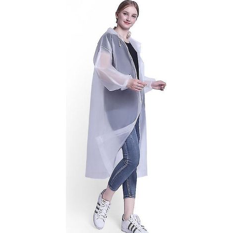 Imperméable réutilisable, léger, poncho d'urgence transparent pour voyages, randonnées et camping - Adulte - Blanc-Aldult (1/5)
