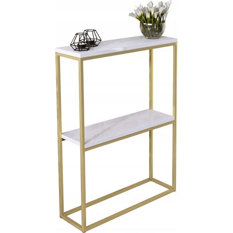Consolle doppia 60x20 da ingresso realizzata con profili 15x15 Oro Bianco Lucido (1/3)