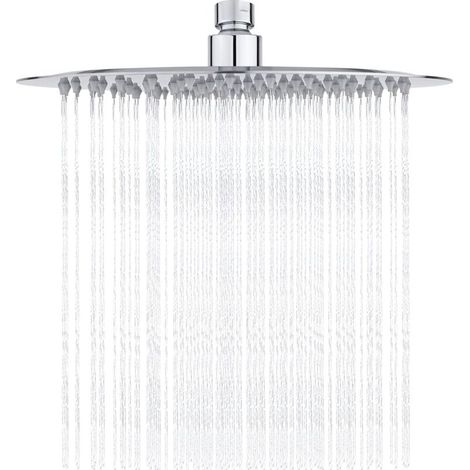Duschkopf aus Edelstahl – wassersparende Dusche, 25 cm runder Duschkopf, universeller Regenduschkopf mit 1/2-Zoll-Gewinde, 360° drehbar, 30° neigbar, einfach zu installieren und zu reinigen