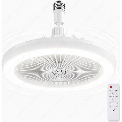 Plafond ventilé avec éclairage intégré, ampoule 2800 lm, douille E26/E27, petit ventilateur avec éclairage, 3 vitesses, minute, blanc. Idéal pour chambre, salle de bain, garage, placard. (1/5)