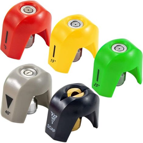 Lot de cinq buses à connexion rapide SPX3000-TPS pour une utilisation avec des nettoyeurs haute pression, compatibles avec la série Sun Joe SPX 3000 et les nettoyeurs haute pression à usage général.