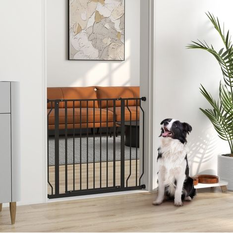 Barrière de sécurité pour chien 75-95 x 76 cm en acier/ABS noir, facile à monter FloraGrace (1/5)