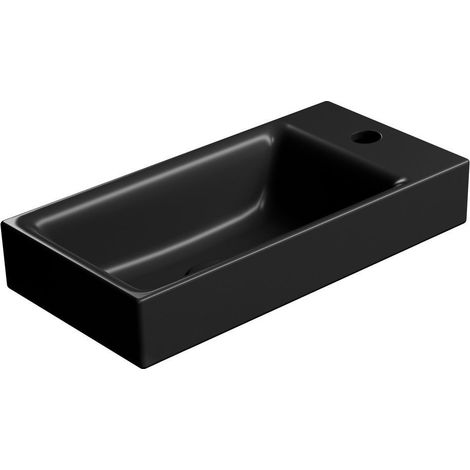 Lavabo en céramique NUBES 50x25cm, droite/gauche, noir mat (1/2)
