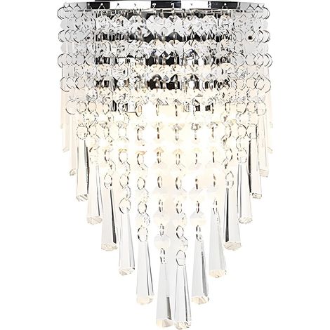 Applique murale rideau en cristal de haute qualité, Classique mur Luminaire en or Terminer pour nuit Aisle Salon (Argent) (1/5)