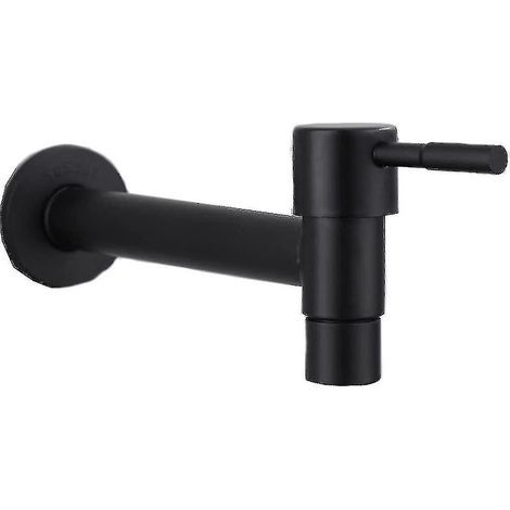 Mop Pool Faucet, Black Wall Mounted Faucet, Wall Mounted Cold Water Faucet, Stainless Steel Water Saving Faucet For Bathroom, Sink, Balcony, Kitchen (1/3)