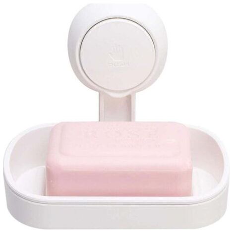 Pair Porte Savon à Ventouse Ventouse Savon sans -Blanc Perçage & Réutilisable 1 Seconde d'Installation Porte Savon Douche Charge 5KG Impérable Support pour Carrelage Paroi de la Douche Salle de Bain (1/4)