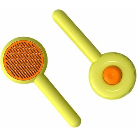 Brosse pour Chien et pour Chat Brosse pour Poils Longs et Courts pour Tous les Types d'Animaux Domestiques Peigne pour Enlever les Poils d'Animaux avec Bouton Autonettoyant, Ensoleillé (1/5)