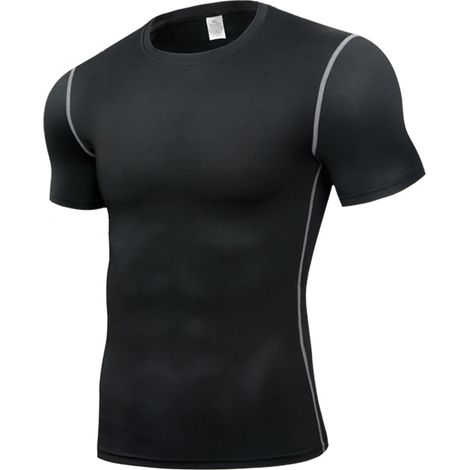 Maillot de sport homme basketball entraînement été, pantalon de compression respirant, course à pied anti-transpiration, manches courtes sèche-rapide extensible (1/3)