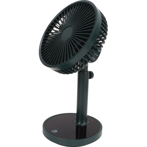 Ventilateur de table multifonctionnel à 4 vitesses réglables, silencieux et portable, USB, pour la maison, le bureau, le camping et les activités de plein air (vert). (1/5)