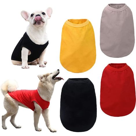 T-Shirt Chien - 100 % Coton Doux et Respirant - Pour Chiens de Taille Moyenne et Grande - Lot de 4 Pièces (1/5)