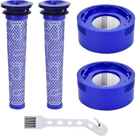 V8 pour Dyson 2 pièces V7 V8 Pré-Filtre et Filtre Moteur pour Dyson V8 V7 Animal Plus Extra Absolute Fluffy Aspirateur à Batterie Motorhead Ensemble de Filtres Hepa avec Brosse de Nettoyage (1/4)