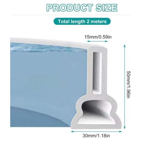 Bande d'étanchéité en silicone 2M pour douche, bande d'étanchéité pour parois de baignoire, bande d'étanchéité autocollante pour douche, blanche (1/3)