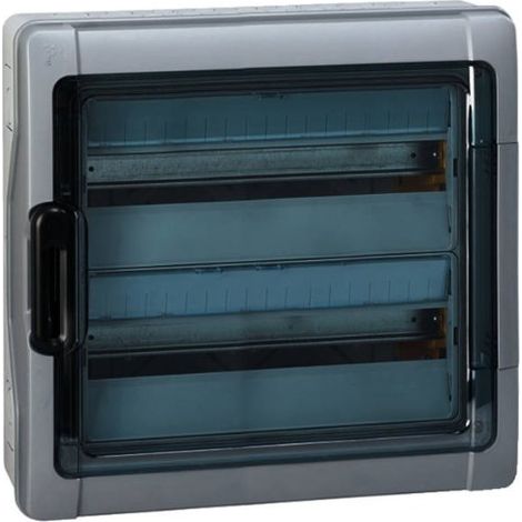 Legrand – Coffret Plexo3 étanche IP65 – 2 rangées 18 modules – Entrées de câbles défonçables – Châssis modulaire amovible (1/3)