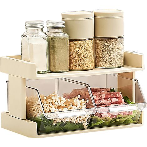 Kitchen Vegetable Storage Rack Multi Layers Spice Storage Shelf Tray for Prepared Food Hotpot Food 2 Layers