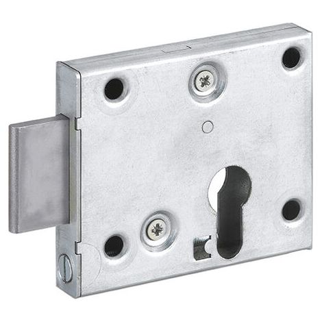 Boîtier de serrure en applique à cylindre profilé 95x80 mm – Pêne dormant en acier zingué – Mécanisme à 2 tours – Compatible avec cylindre européen (1/2)