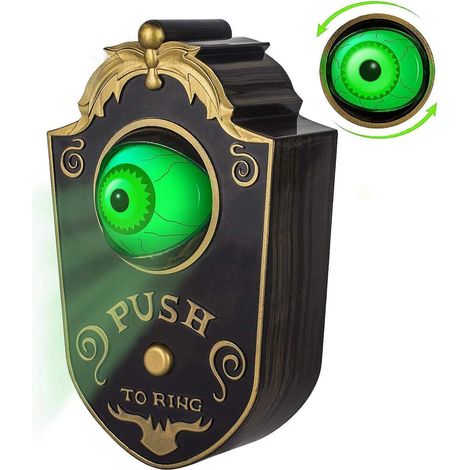 Halloween Doorbell Animated Eyeball Halloween Decor with Spooky Sounds Haunted House Party Prop Decoration Black (1/5)