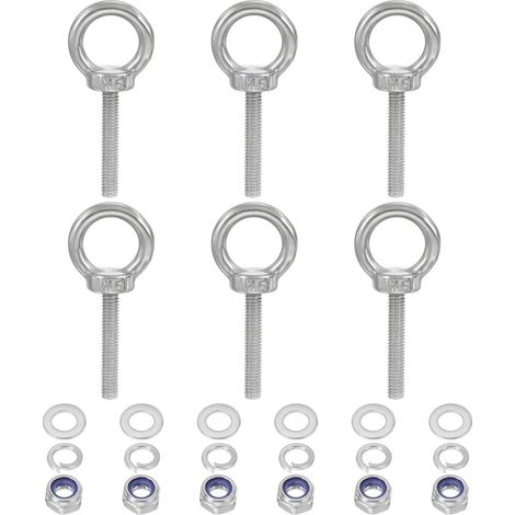 6 Pièces M6 x 35mm Boulon À Œil Avec Écrou Pour Hanging Argent (1/5)