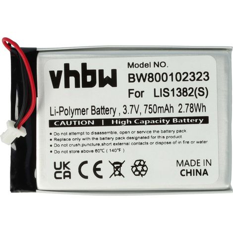 vhbw Battery compatible with Sony Portable Reader PRS-505/LC, PRS-505, PRS-500U2, PRS-500 e-Book Reader e-Reader (750 mAh, 3.7 V, Li-polymer)