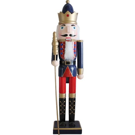 Schiaccianoci di Natale Rebecca Mobili Aliso H 55 Legno Blu Rosso Classico