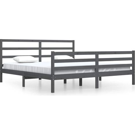 Maison Exclusive - Massivholzbett Grau Kiefer 200x200 cm (1/5)