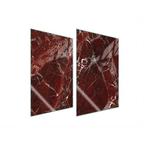 Plaque de protection en verre pour cuisine, 2 x 35 x 52 cm, marbre (1/5)