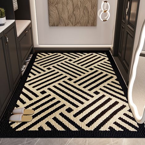 Tapis de Sol Antidérapant 80x100 cm pour Entrée, Patio et Couloir – Absorbant, Lavable en Machine, Durable pour Animaux, Faible Épaisseur, Noir (Lot de 3) (1/2)