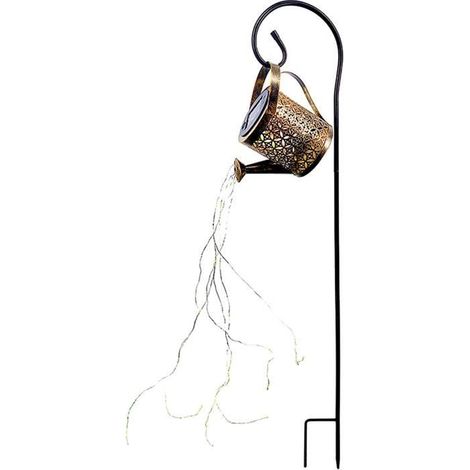 Der künstlerische Gießkanne-Leuchter "Jardin de Douche d'Étoile" erstrahlt, Solar-Außenbeleuchtung, zur Laternen-Dekoration [L1187]