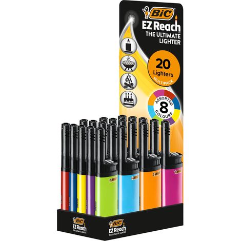 Bic Ez Reach Plateau 20 Briquets Briquets Ez Reach à Long Col - Bic