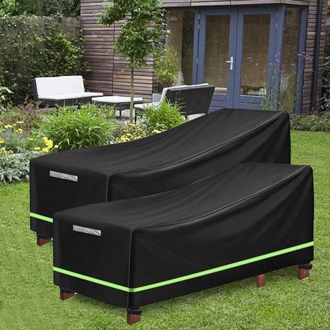 2-teiliges Sonnenliegen-Abdeckungsset, wasserdicht, UV-beständig, 210D Oxford-Gewebe, für Garten und Terrasse (1/5)