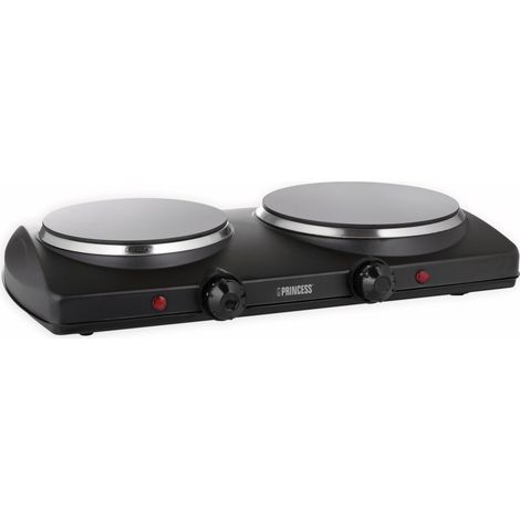 PRINCESS Plaque double 303021, noire, 2000 W