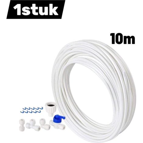 Tuyau de filtre à eau de 10 mètres, kit de connexion universel avec raccords, pour fontaines à eau, machines à glaçons et filtres, Wit. (1/5)