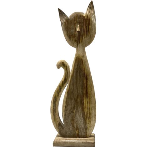 NUOVA statuetta di gatto in legno  Decorazione unica per la casa