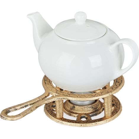 Chauffe-théière, cafetière, en Fonte, Aspect Bronze, pour Une Bougie, Design Antique, réchaud Rustique, Noir (1/5)