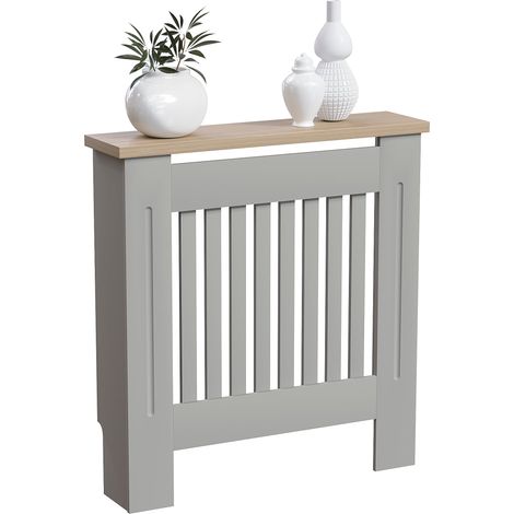 Arlington Radiator Cover MDF Modern Cabinet Slatted Grill, Grey, Small