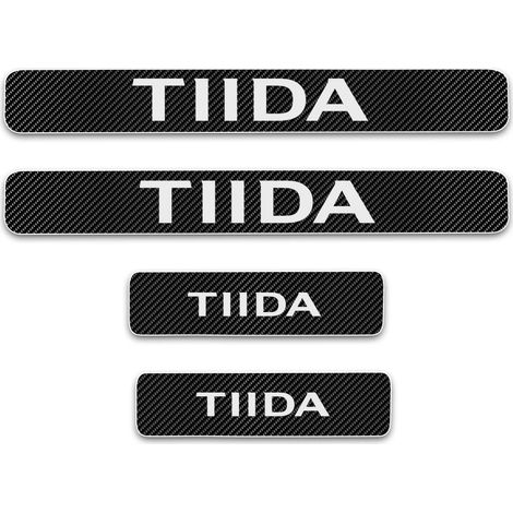 (Noir et Blanc,Tiida) Protection de seuil de porte pour Nissan Pathfinder,Note,Kicks,370Z,March - Autocollant de bienvenue en vinyle imitation fibre de carbone 4D (4 pièces) (1/3)